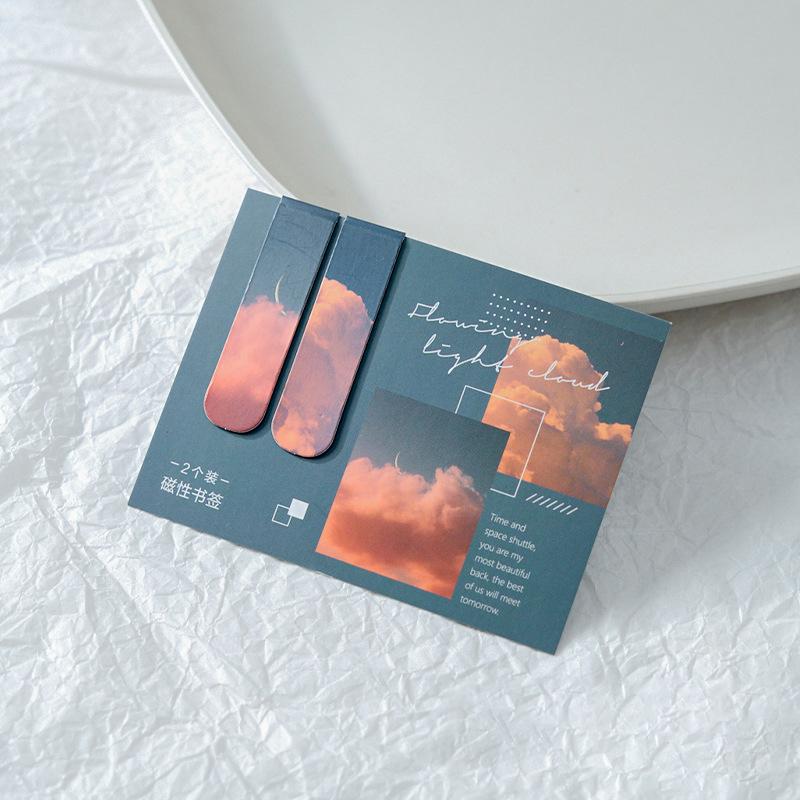 2 шт./компл., магнитные закладки с фэнтезийными облаками, солнцем и луной, держатель для страниц студенческой книги, предметы для чтения, корейские канцелярские товары, офисные принадлежности