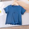 Футболка с оборками для девочек в корейском стиле, летний универсальный однотонный летний модный топ