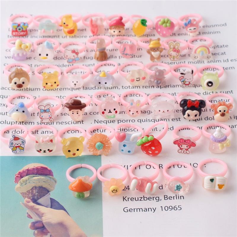 10 шт. мультяшное детское кольцо из смолы, милое цветочное кольцо, матовое кольцо, подарок