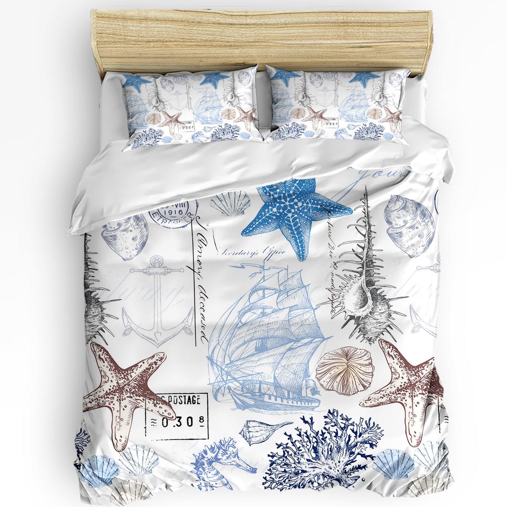 Striped Ship Rudder Anchor 3pcs Bedding Set For Double Bed Home Textile Duvet Cover Quilt Cover Pillowcase