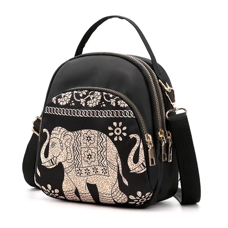 Trendy New Nylon Backpack For Women Multifunction Shoulder Crossbody Bag Printing Waterproof Rucksack Travel Lady Pack