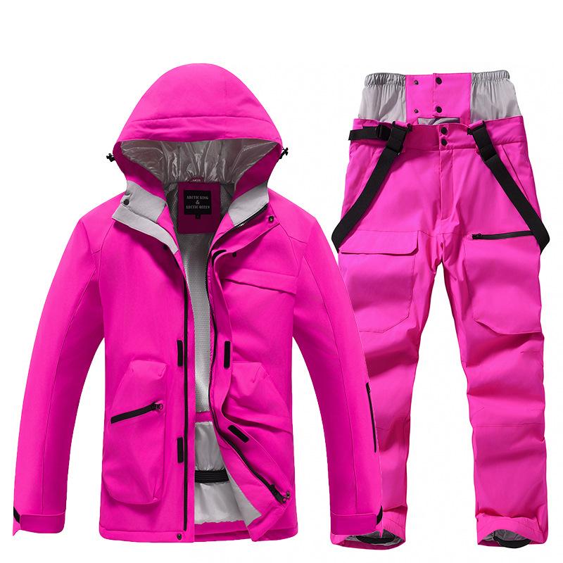 Мужской и женский лыжный костюм для улицы, зимний теплый костюм для сноуборда, водонепроницаемый, ветрозащитный, комплект куртки и брюк для катания на лыжах, большой размер, дышащий, утепленный сноубордический костюм
