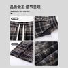 Red Woolen Plaid Pants Women's Spring and Autumn New High-waisted Drooping Straight Loose and Lazy Casual Wide-leg Pants