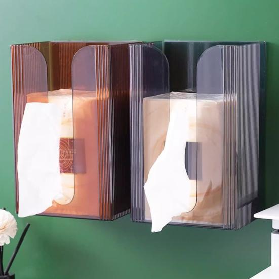 Настенный держатель для салфеток большой вместимости с прозрачным дизайном, простая установка, коробка для туалетной бумаги для ванной комнаты