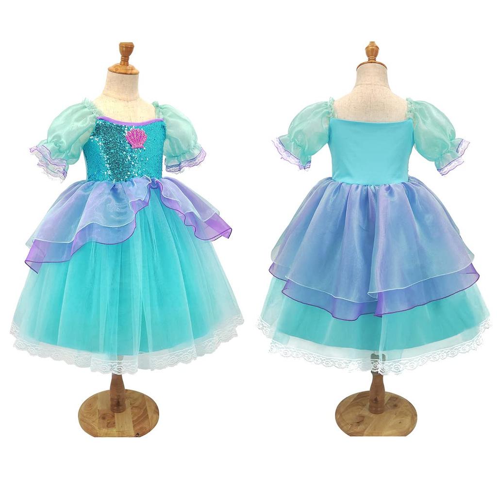 CREDIBLE Princess Cosplay Luxury Set Mermaid B Mermaid Hair Ribbon Heart Magic Original TT5482 Dress, Kids' Costume, 10-Piece - (Princess Dress,