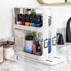 Kitchen Rotating Storage Stand Pull And Rotate Spice Rack Double Layers Large Capacity Non-Skid Base Shelves Cabinet Caddy Organizer
