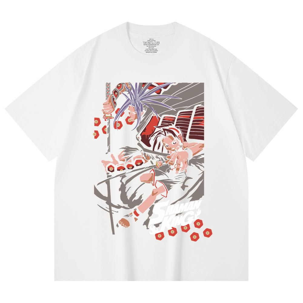 Унисекс футболка из 100% хлопка плотностью 230 г/м² с принтом Shaman King V1, тяжелый хлопок