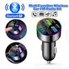 66W Fast Charge Bluetooth 5.0 FM Transmitter 4 Ports (Dual USB+Type-C) RGB Ambient Light Handsfree Car MP3 Player