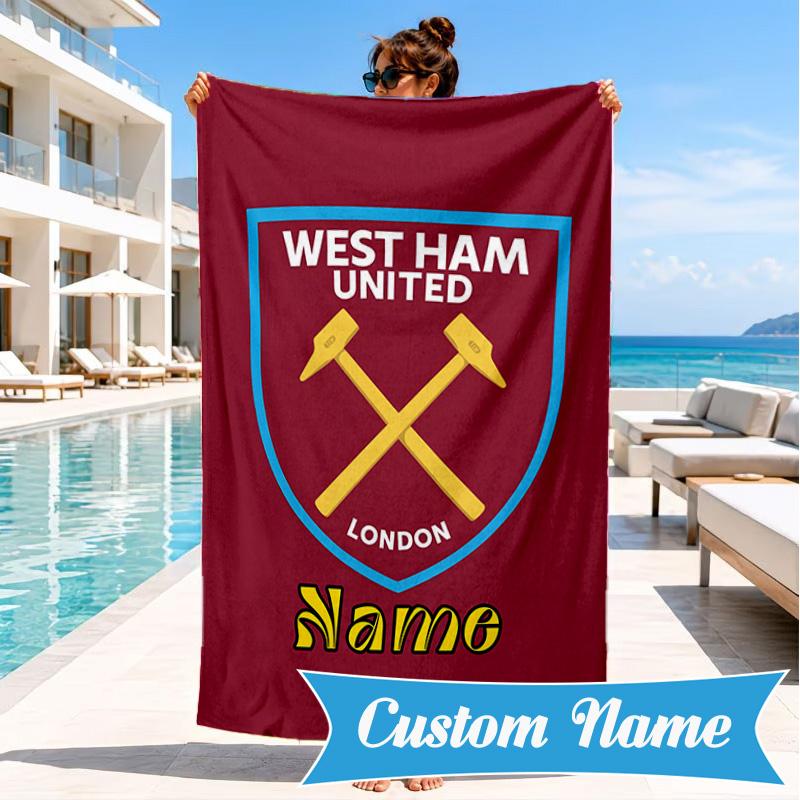 Custom Name Beach Towel hammer Crest Microfiber Beach Towel, Lightweight for Summer Travel, Swimming Pool Fan Birthday Gift