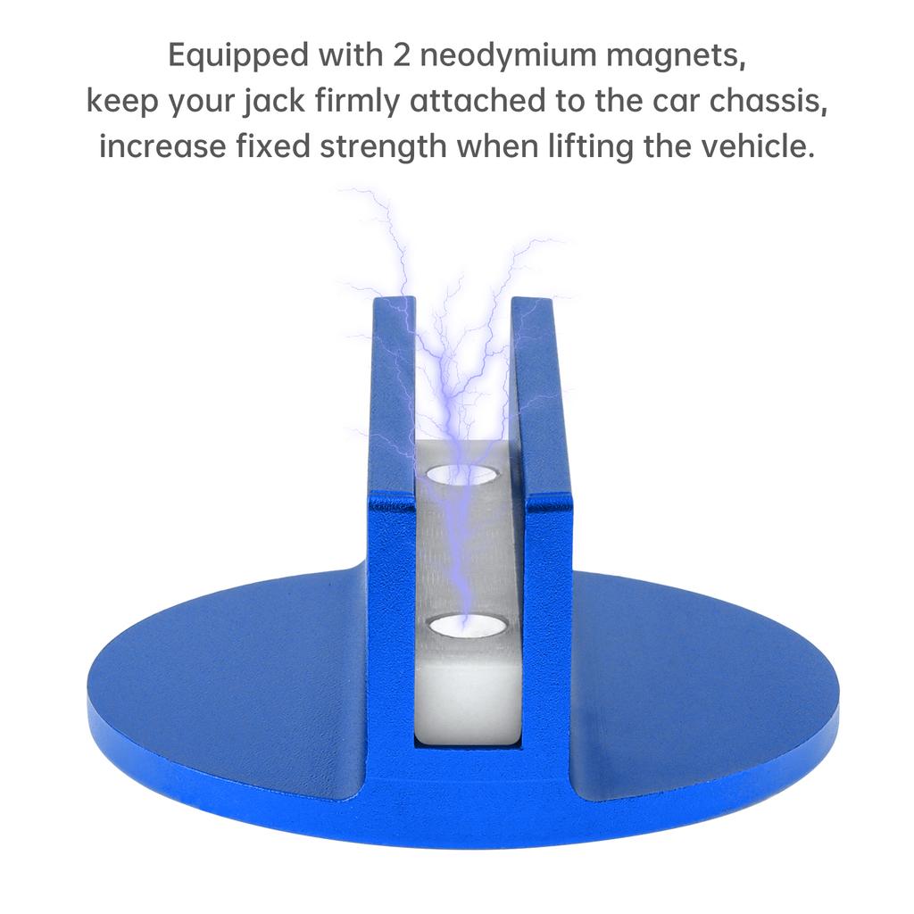 2pcs Universal Aluminum Groove Magnetic Jack Adapter Large Groove Blue Pinch Weld Frame Track Pads