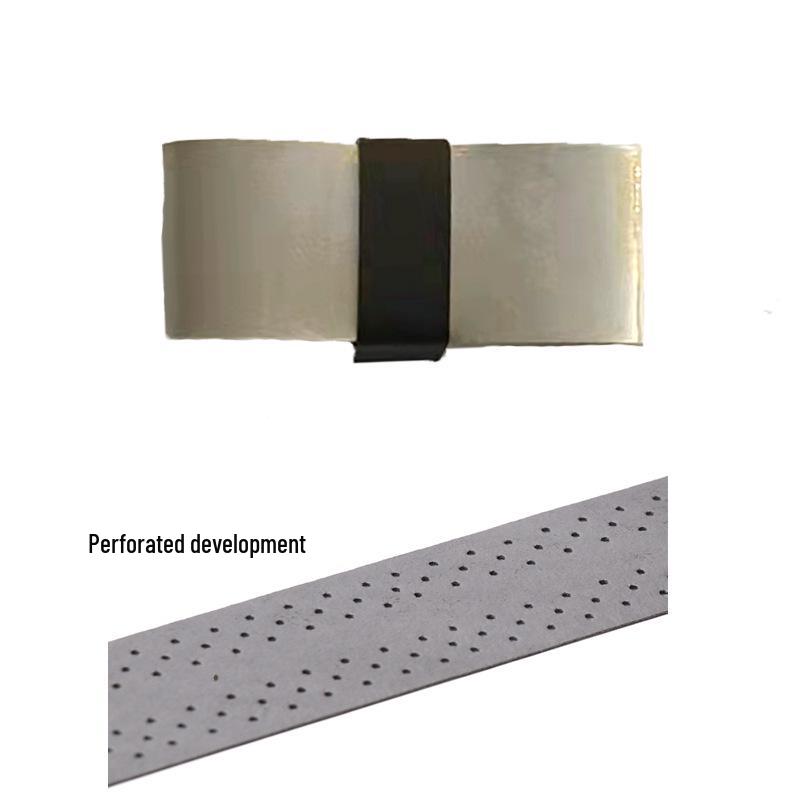 Elastic Perforated PU Leather Overgrip for Badminton, Tennis & Table Tennis Rackets, Fishing Rods with Ribbed Sweatband