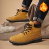 Men's Shoes Velvet Martin Boots Men's Rhubarb Boots Winter New Versatile Retro British Style Zhongbang Platform Shoes