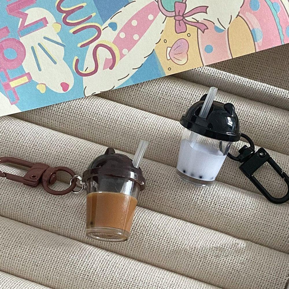 Брелоки для ключей автомобиля Брелок-подвеска для сумки с имитацией еды Полимерный брелок Мини-брелок в виде жемчужного молочного чая Мужские