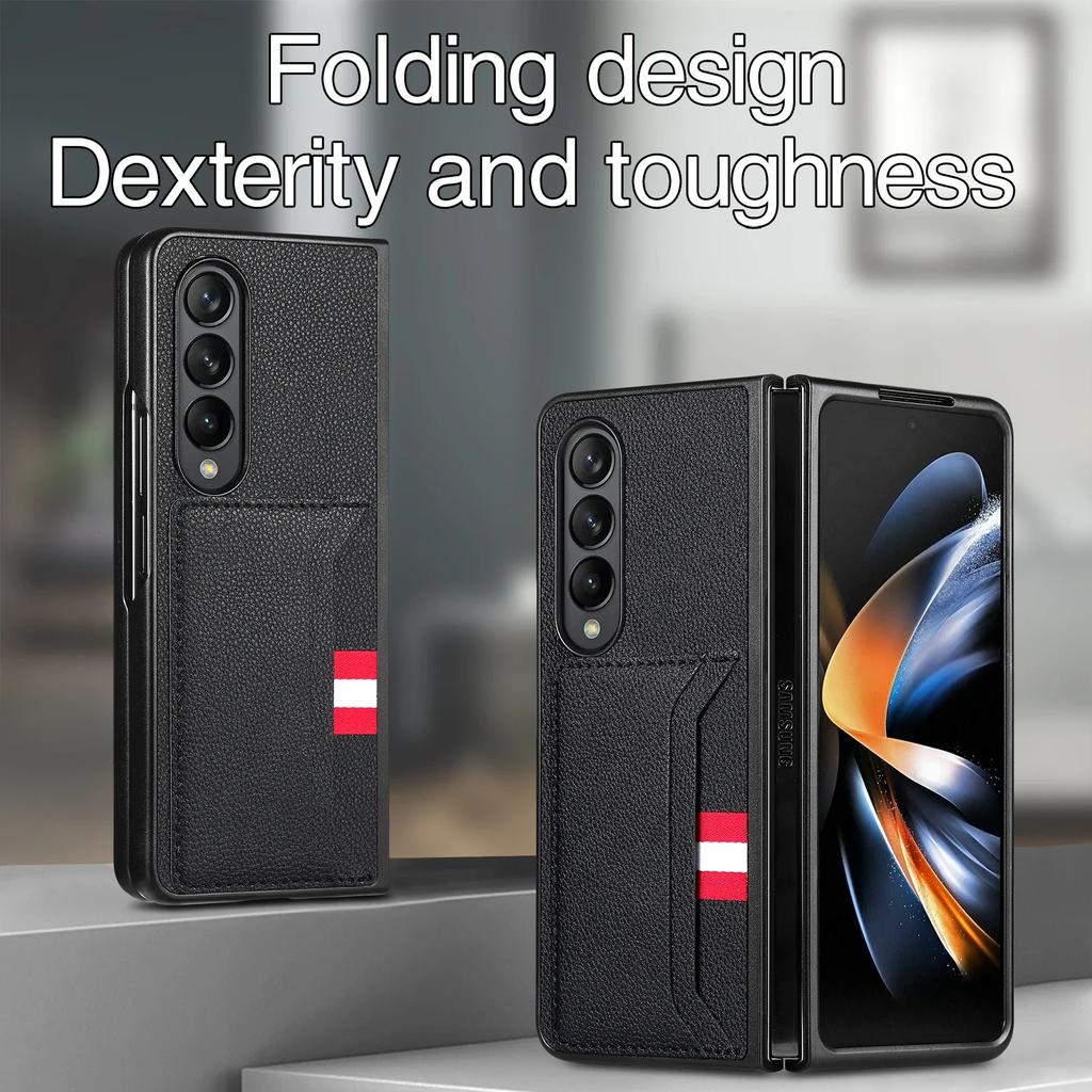 Кожаный чехол-кардхолдер для Samsung Galaxy Z Fold7 Fold6 5G Fold5 Fold 7 6 5 Fold4 Fold3 Fold 4 3 Тонкая сумка для мобильного телефона