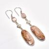 Laguna Lace Agate, Rose Quartz Gemstone 925 Silver Plated Earring 3.03"