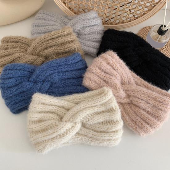 Женская зимняя повязка на голову, однотонная, с декором в виде крученой пряжи, теплая, удобная, для ушей, аксессуар для волос