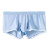 Men Boxer Underwear Elastic Waistband Mid-rise Ice Silk Ultra-thin Shorts Briefs Solid Color Separate Design Panties