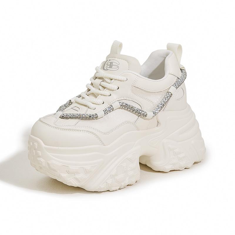 Женские кроссовки на платформе с увеличением внутренней высоты, новинка осени 2025 года, повседневная спортивная обувь, модные универсальные женские туфли со стразами
