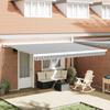 Retractable Awning Anthracite and White 4.5 x 3 m Fabric and Aluminum