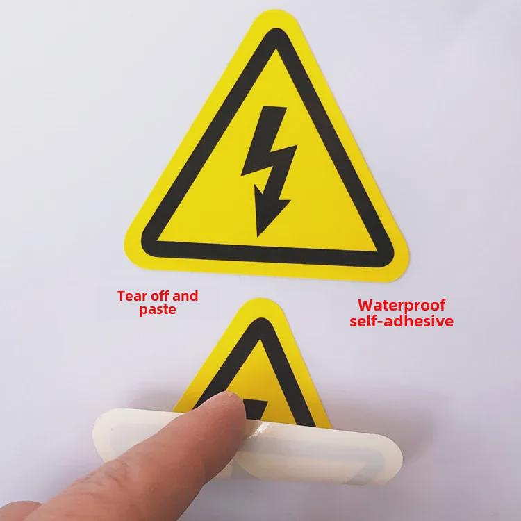 10 Yellow PVC Warning Stickers - 35mm, Electric Shock Hazard for Electrical Cabinets
