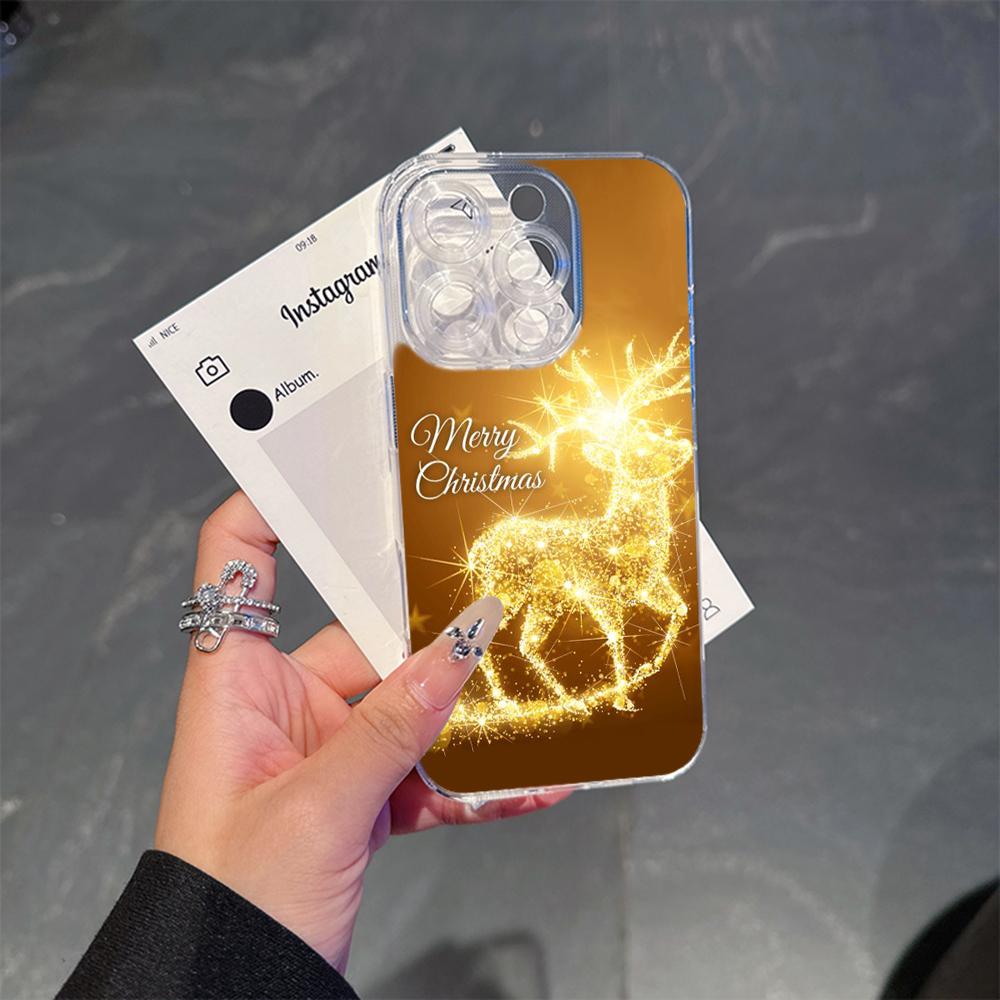 Ae121 Merry Christmas Santa design art Magsafe Transparent Cases для Samsung S23 S24 Ultra S21 FE iPhone16 Pro Max Magnetic Wireless Charge Back Cover