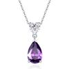 Birthstone Necklace for Women February Birthstone Amethyst Drop Heart Motif Zirconia Silver Pendant S925 Amulet Stone Accessory Day Birthday Present