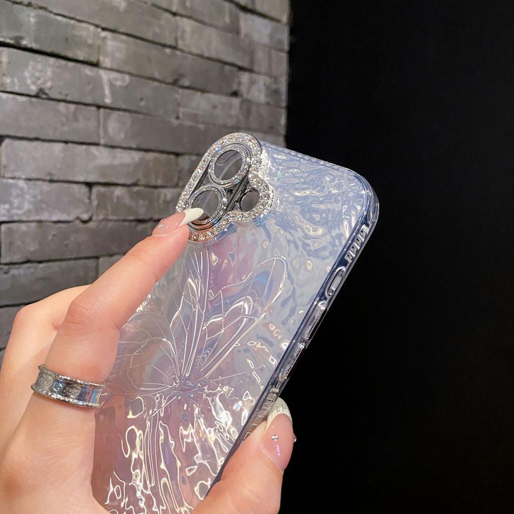 Applicable To Apple 16proMax Laser Love Phone Case IPhone 15 Butterfly Ripples 14 Advanced Sense Protection Case