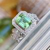 Huitan Luxury Trendy Green CZ Geometric Rings for Women Newly Designed Luxury Female Rings Wedding Party Gift Fashion Jewelry