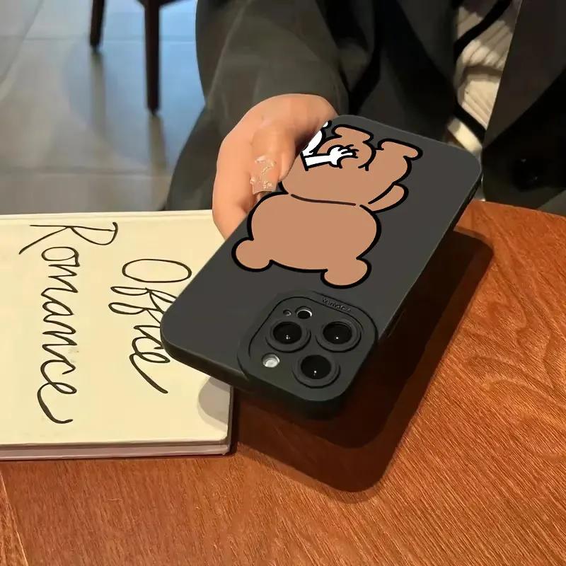 Funny Cute Bear Bunny Couple Phone Case for IPhone16 11 13 12 14 15 Pro Max Mini 7 8 Plus X XR XS Max Couple Soft Silicone Cover