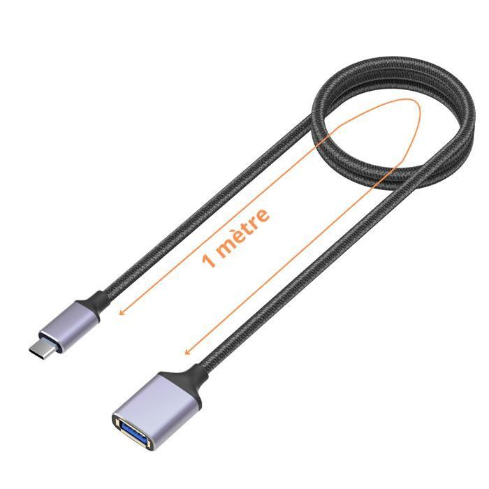 Адаптер USB C к USB 3.0 - Совместим с планшетом, смартфоном, компьютером - 1 метр - Черный - OTG
