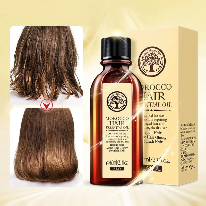 40/60 мл LAIKOU Hair Care Moroccan Pure Argan Oil Эфирное масло для волос для сухих типов волос Многофункциональные средства по уходу за волосами с аргановым маслом