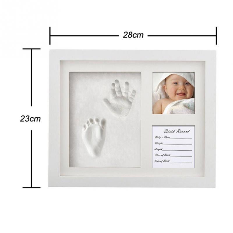Baby Souvenirs Photo Frame Kit Newborn Handprint Footprint Mold Maker Wooden Photo Frame