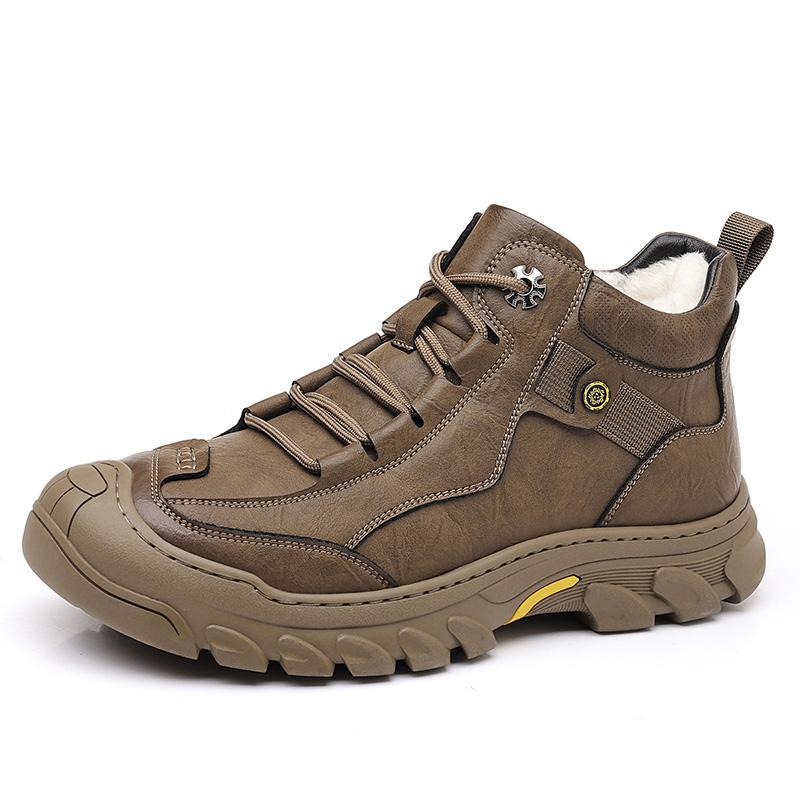 2024 Новые модные мужские зимние короткие плюшевые прогулочные туфли повседневные кожаные высокие модельные ботинки дизайнерские роскошные ботинки ручной работы на плоской подошве