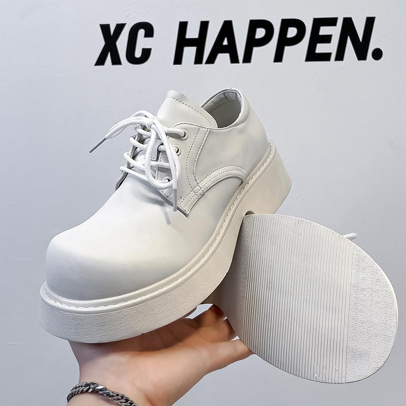 Платье белые кожаные туфли высокого класса мужская мода универсальная мужская обувь нишевый дизайн круглая головка увеличение высоты туфли дерби 95558-A