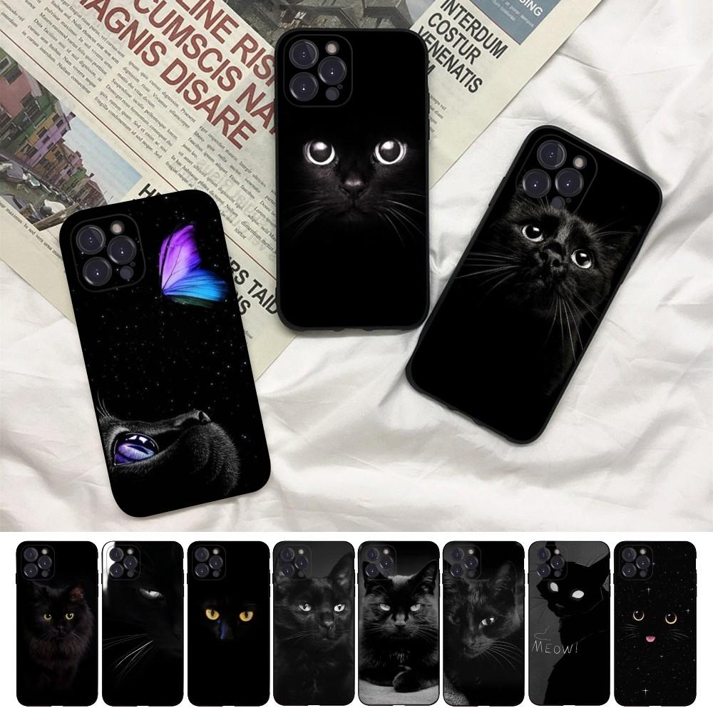 Черный кот с пристальным взглядом Чехол для телефона Для iPhone 15 14 11 12 13 Mini Pro XS Max Чехол 6 7 8 Plus X XR SE 2020 Funda Shell