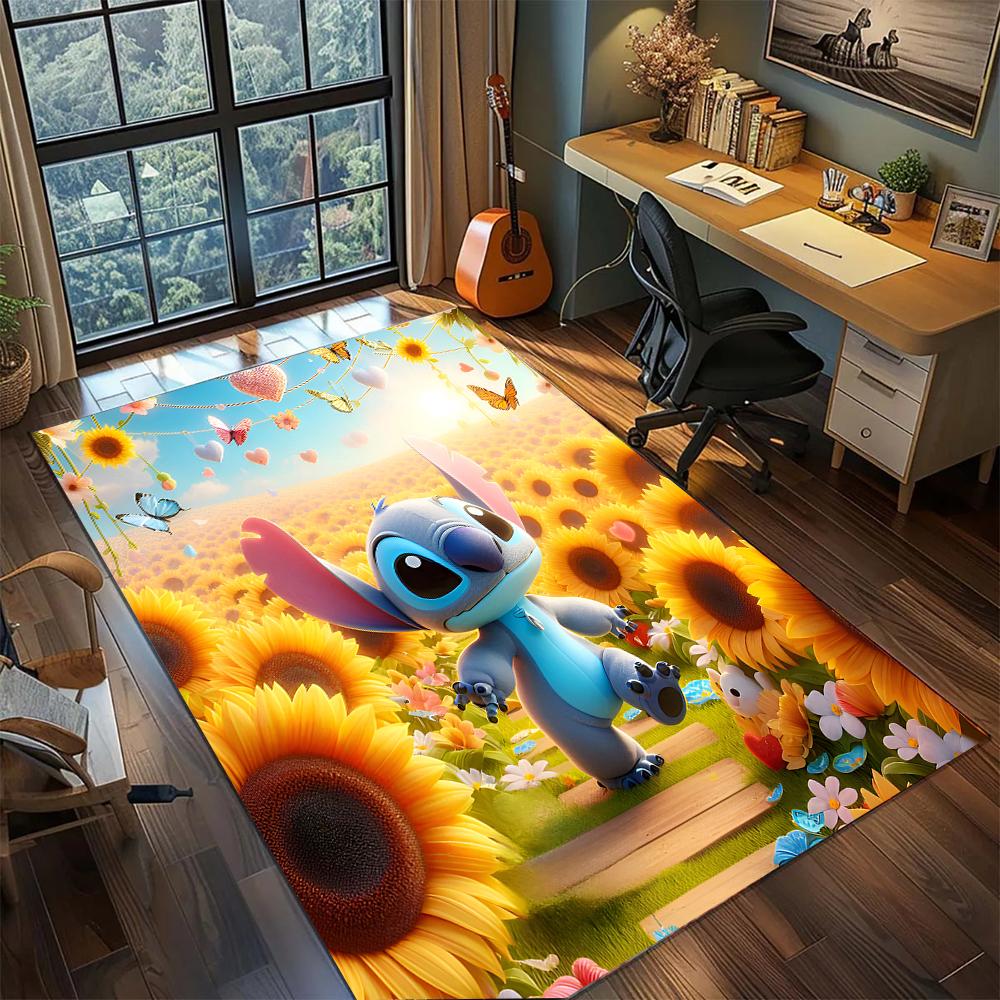 Stitch: The Mischievous Cutie Rug Carpet Large Area Rug Non Slip Washable Floor Mat Gamer Room Bedroom Home Decor