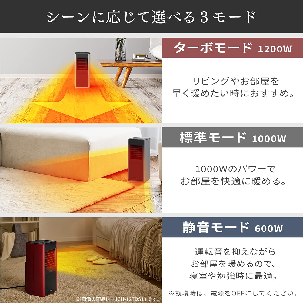 IRIS OHYAMA Нагреватель Керамический вентиляторный нагреватель Большой объем воздуха 3 уровня регулировки температуры Функция опрокидывания Быстрый нагрев Маленький Компактный Тонкий Компактный