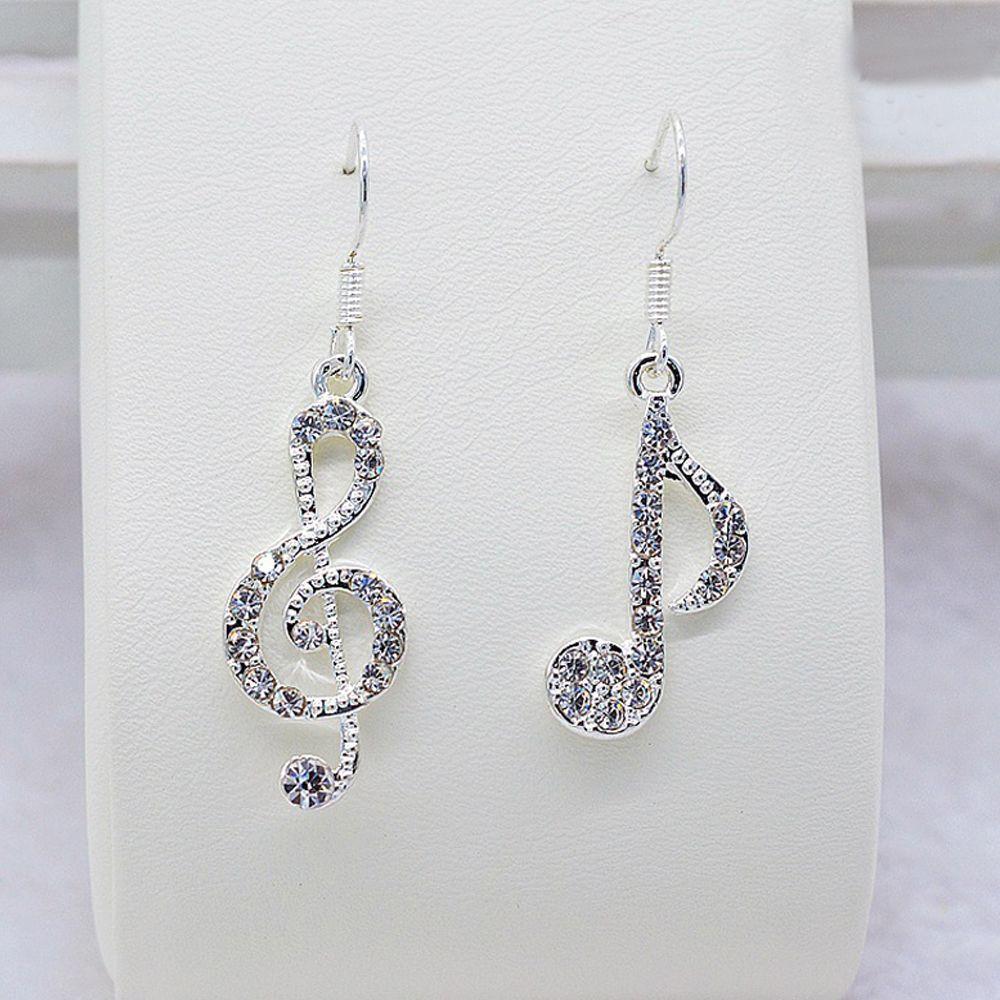 New Brand Summer Music Note Drop Crystal Dangle Drop Earring Fashion Accessories Earrings Jewelry