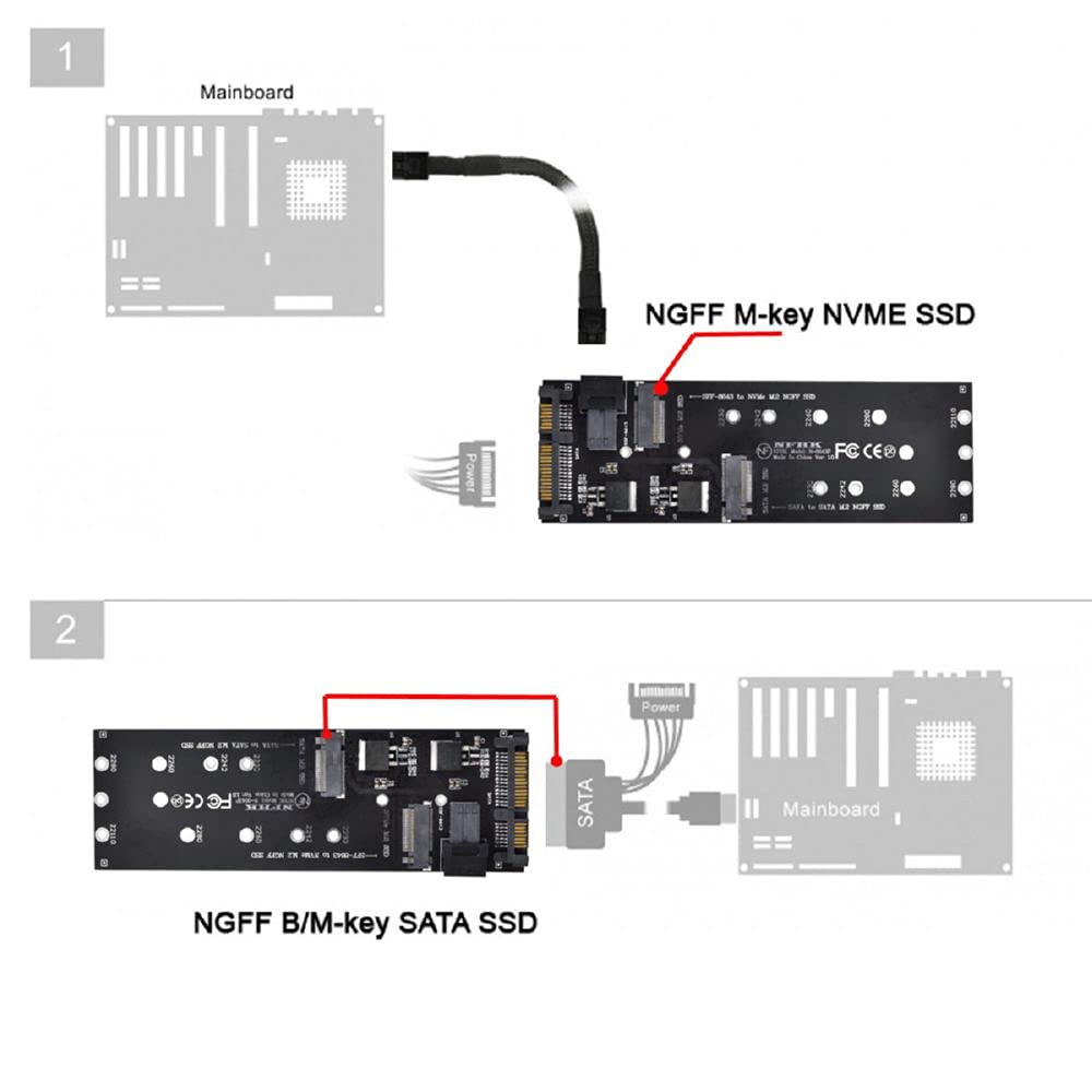 Комплект Cablecc to U2 NGFF to HD Mini SAS NVME PCIe SSD SATA адаптер для материнской платы SFF-8643 M-Key