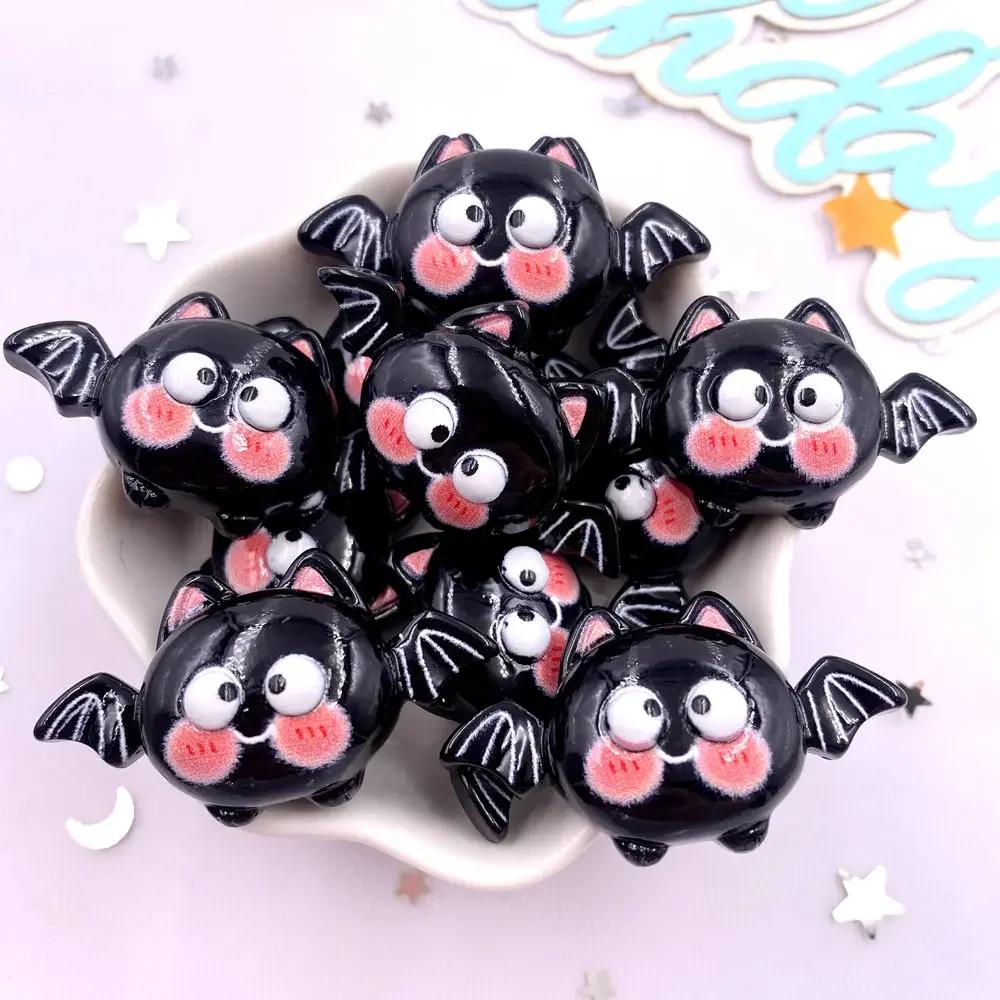 8 шт. смоляные красочные кавайные фигурки паука, летучей мыши, тыквы, медведя, призрака, черепа, плоские каменные фигурки, сделай сам, бант, украшение на Хэллоуин, альбом для вырезок