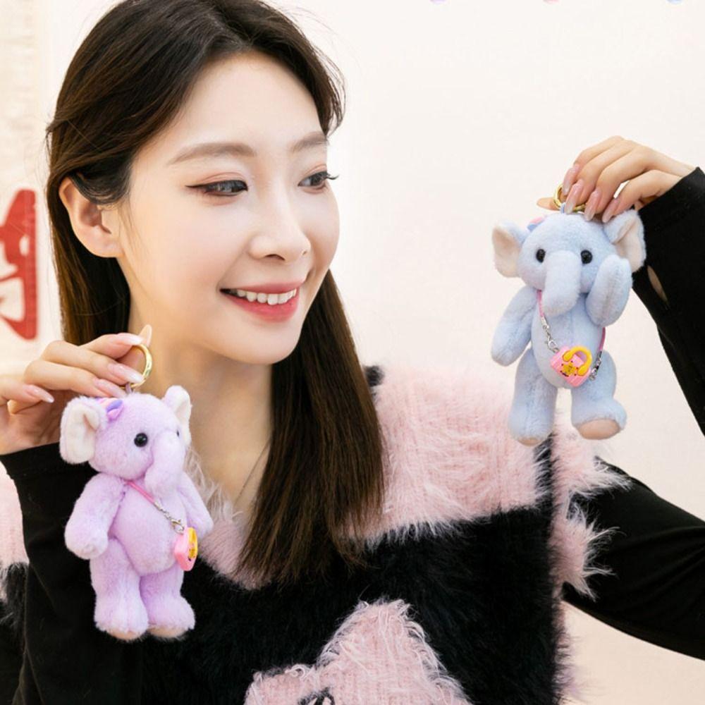 Anti-lost Elephant Plush Toy With shoulder bag Elephant Plush KeyChain Car Keys Accessories
