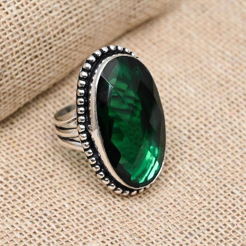 Chrome Diopside Gemstone Handmade 925 Sterling Silver Handmade Jewelry Fancy Ring