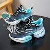 Children's summer single net breathable sports shoes shock absorption rotating button boys racing running shoes medium and large children sof