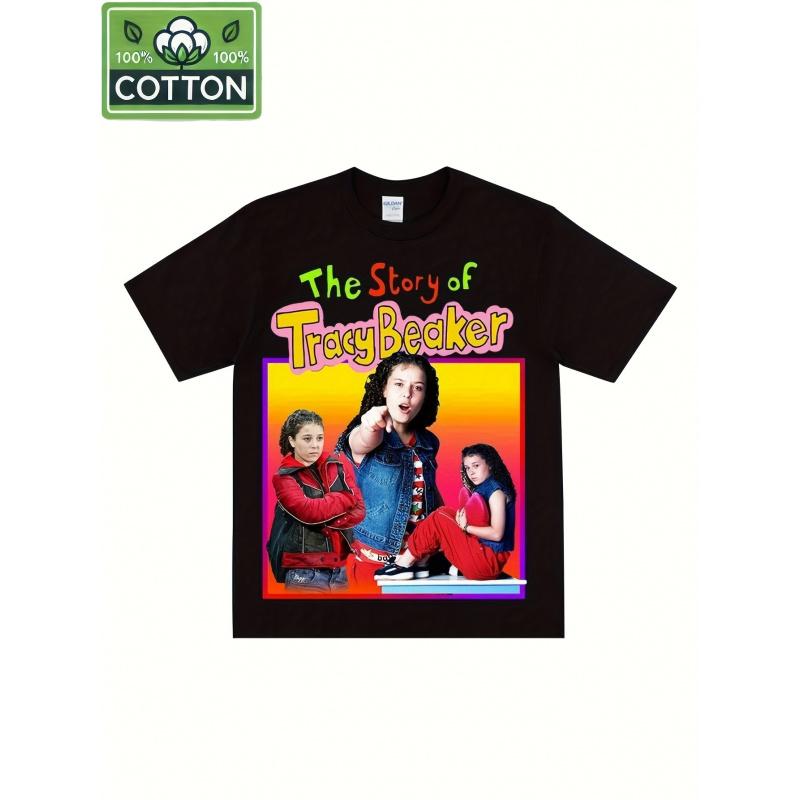 Men'S Tracy Beek Retro Tee - Black Short-Sleeve Shirt Featuring a Nostalgic TV Show Design, Made from 230G Heavyweight 100%, Ideal for Fans of 2000S