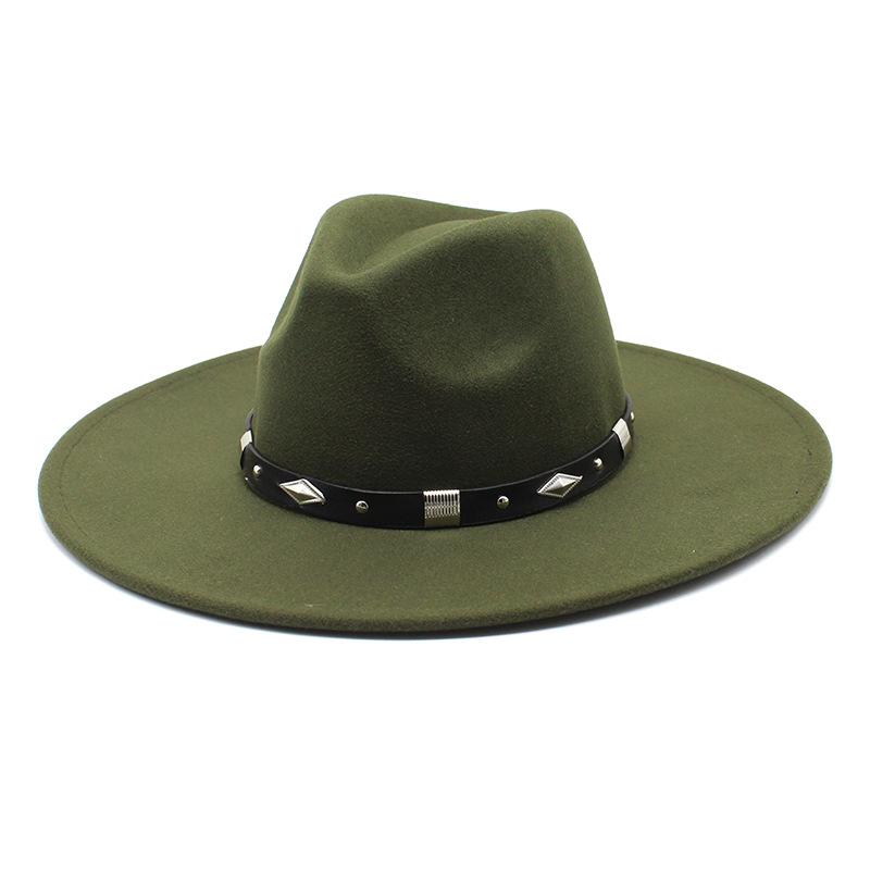 9.5Cm Big Brim Woolen Jazz Top Hat Women'S Fashion Casual Big Edge Felt Hat Men'S Jazz Hat
