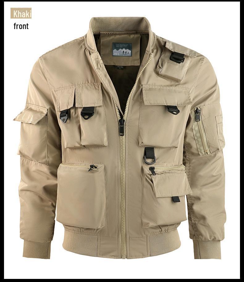 Men's Waterproof Multi-Pocket Outdoor Jacket for Spring and Autumn Camping
