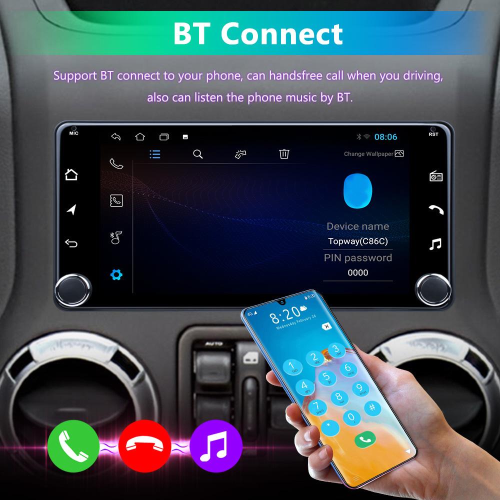 Автомагнитола 2 Din CarRadio 7 дюймов Carplay для Toyota Android Auto Mirror Link BT GPS WIFI Мультимедийный плеер Автомобильная стереосистема