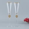 2 Pcs Inlaid Diamond Champagne Flutes Glasses Crystal Wedding Party Glassware Silver Sparkling Wine Tasting Cup Sherry Goblet