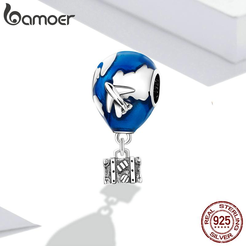BAMOER Стерлинговое серебро 925 пробы, мини-подвеска с камерой для путешествий по всему миру для женщин, ювелирные украшения