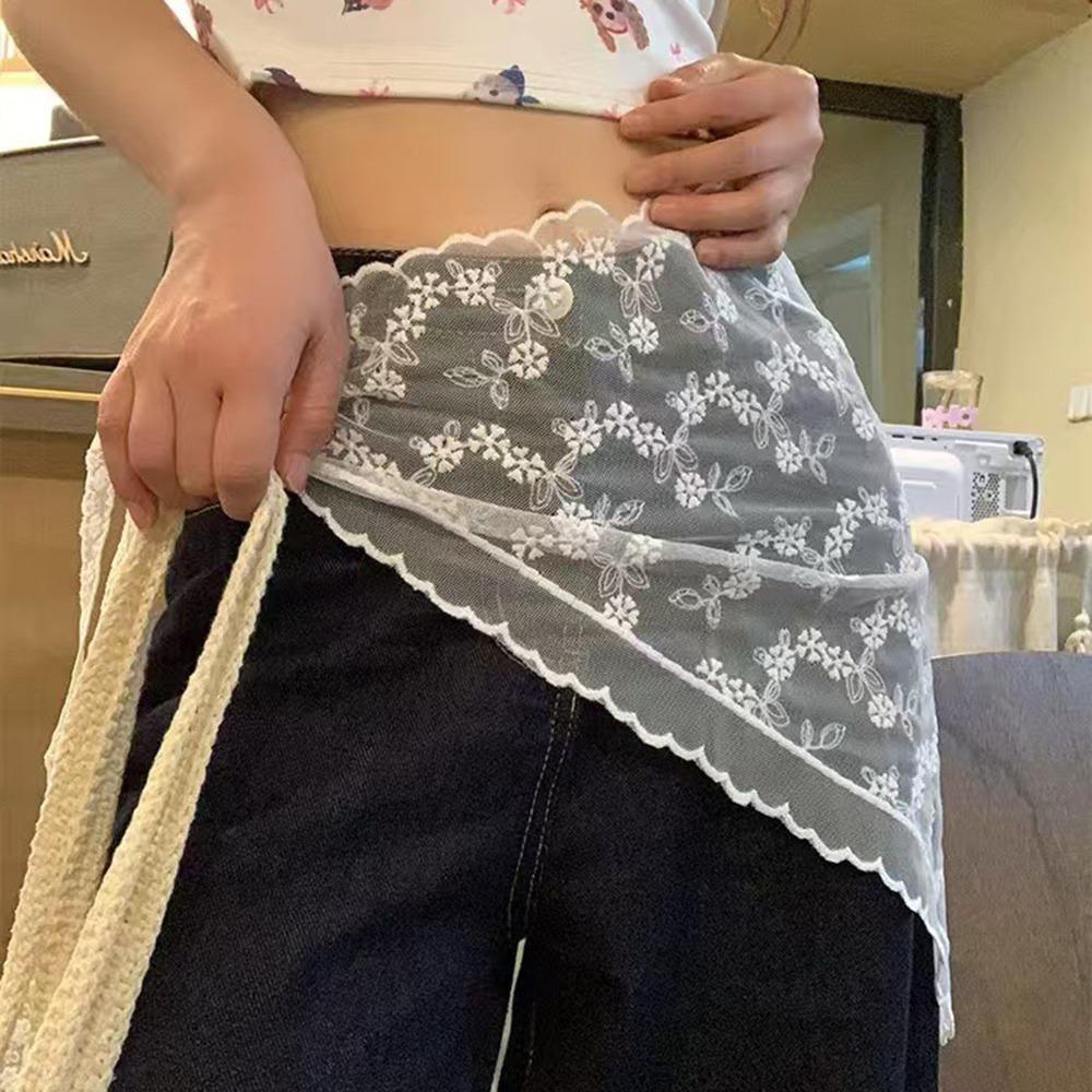Trendy Lace Half Skirt Y2K Korean Spring Headscarf Lace Trim Apron Skirt Accessories